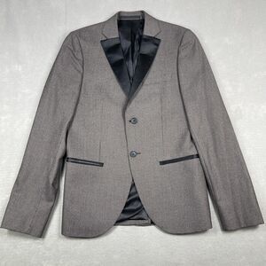 Topman Blazer Mens 38R Sport Coat Two Button Satin Lapel Houndstooth Jacket